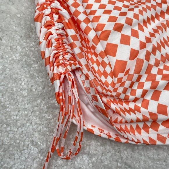 Princess Polly Checkmate Mini Skirt Orange White - Picture 6 of 10